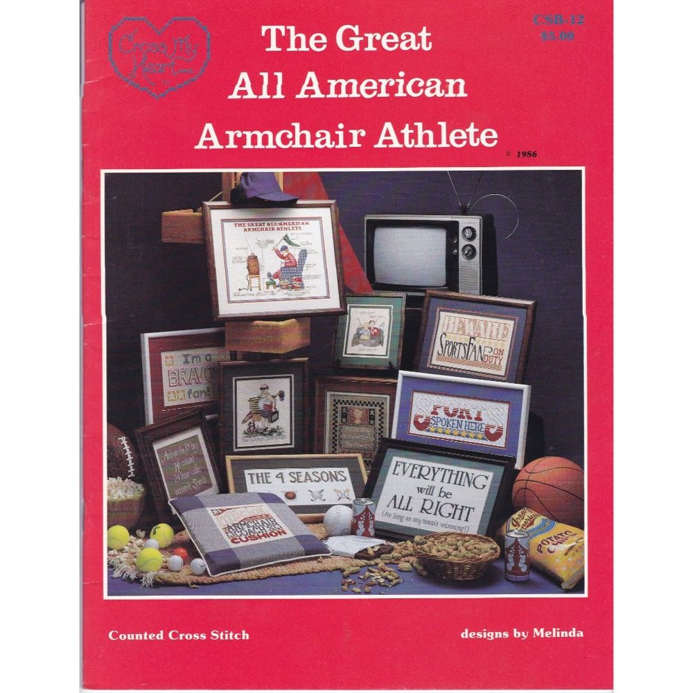 Vintage Cross Stitch Patterns, The Great All American Armchair Athlete by Melind
